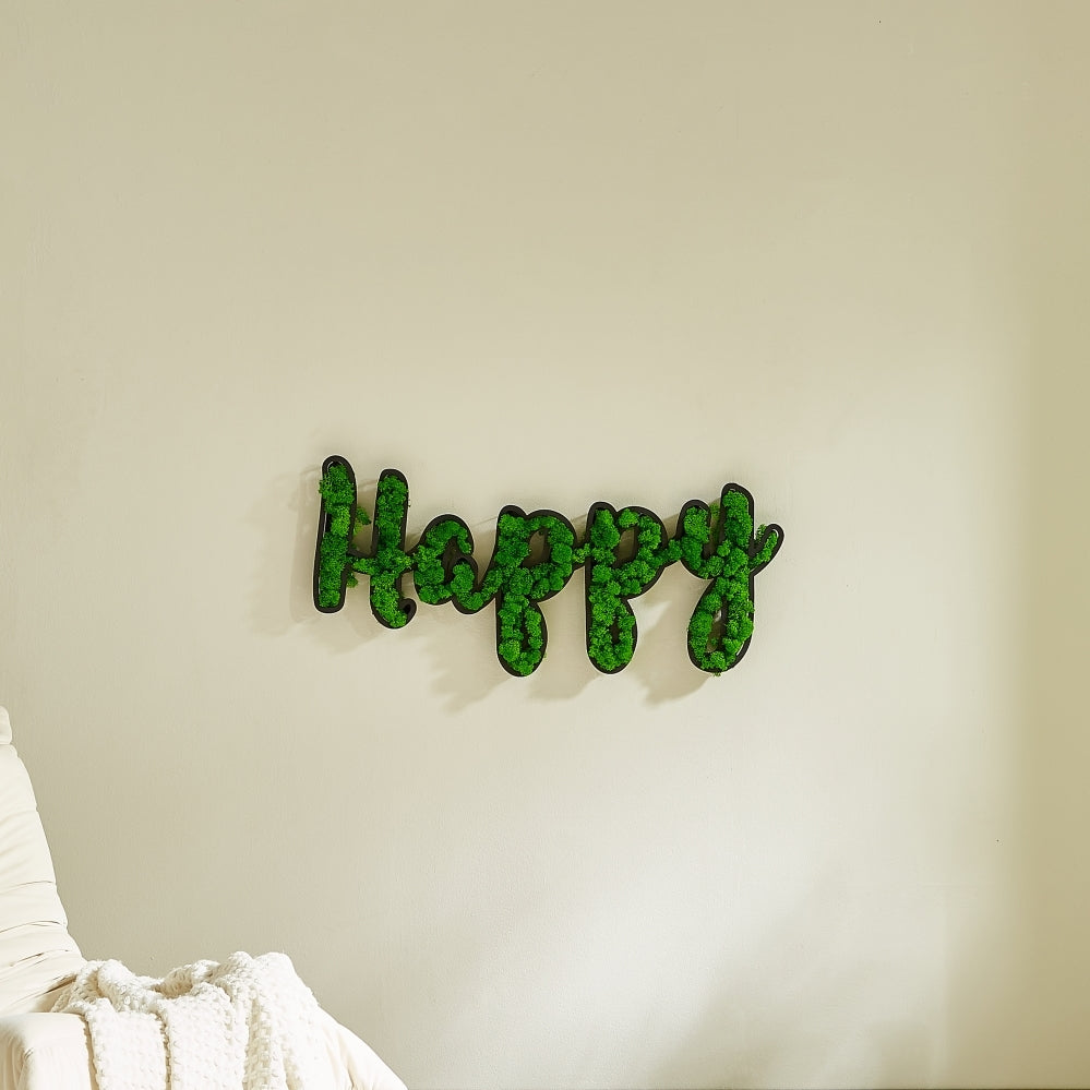 happy letter art moss wall decor