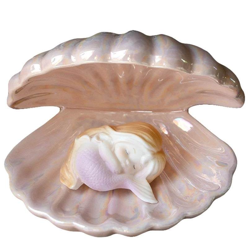 ceramic shell pearl night light, multicolors