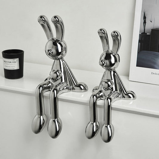 Light Luxury Electroplated Silver Plated Rabbit Decoration