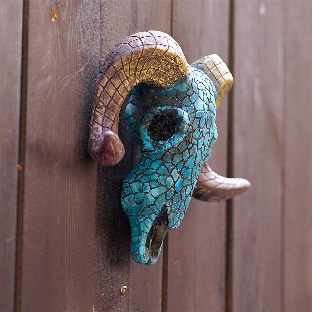retro three-dimensional turquoise blue sheep head wall hanging ornament