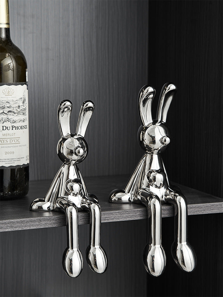 light luxury electroplated silver plated rabbit decoration