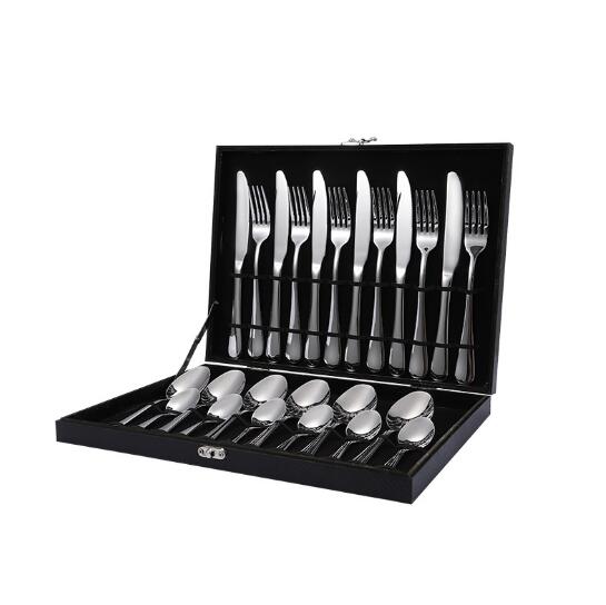 24pcs tableware flatware set non-fading cutlery sets 18/10 stainless steel  box