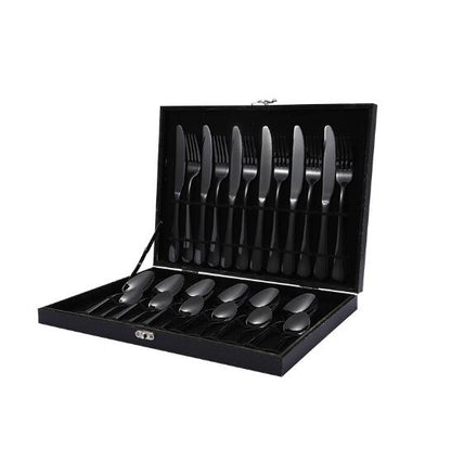 24PCS Tableware Flatware Set Non-fading Cutlery Sets 18/10 Stainless Steel  Box
