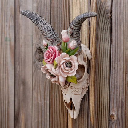Simulated flower sheep head wall hanging ornament