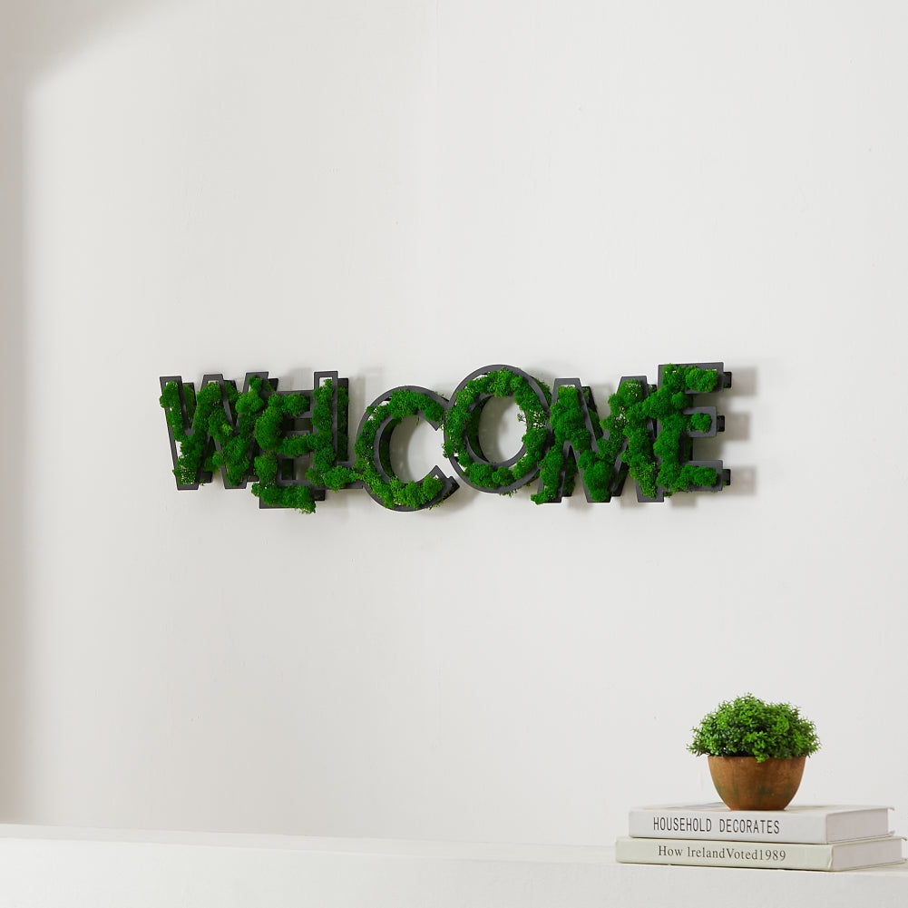 welcome letter art moss wall decor