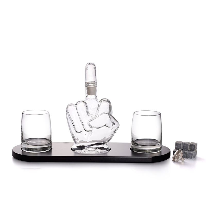 middle finger whisky wine set
