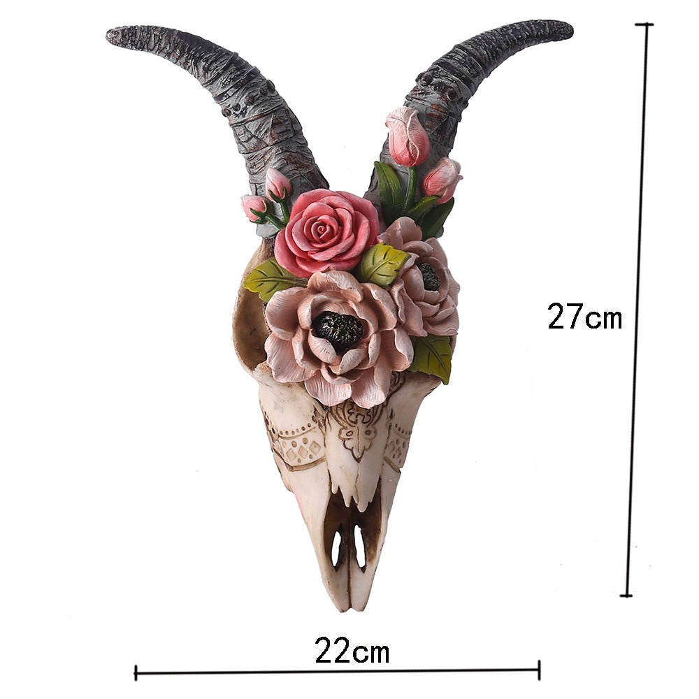 simulated flower sheep head wall hanging ornament