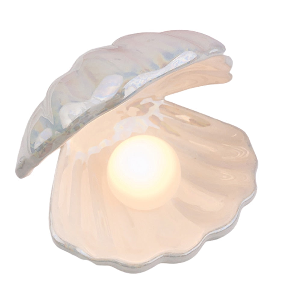 ceramic shell pearl night light, multicolors