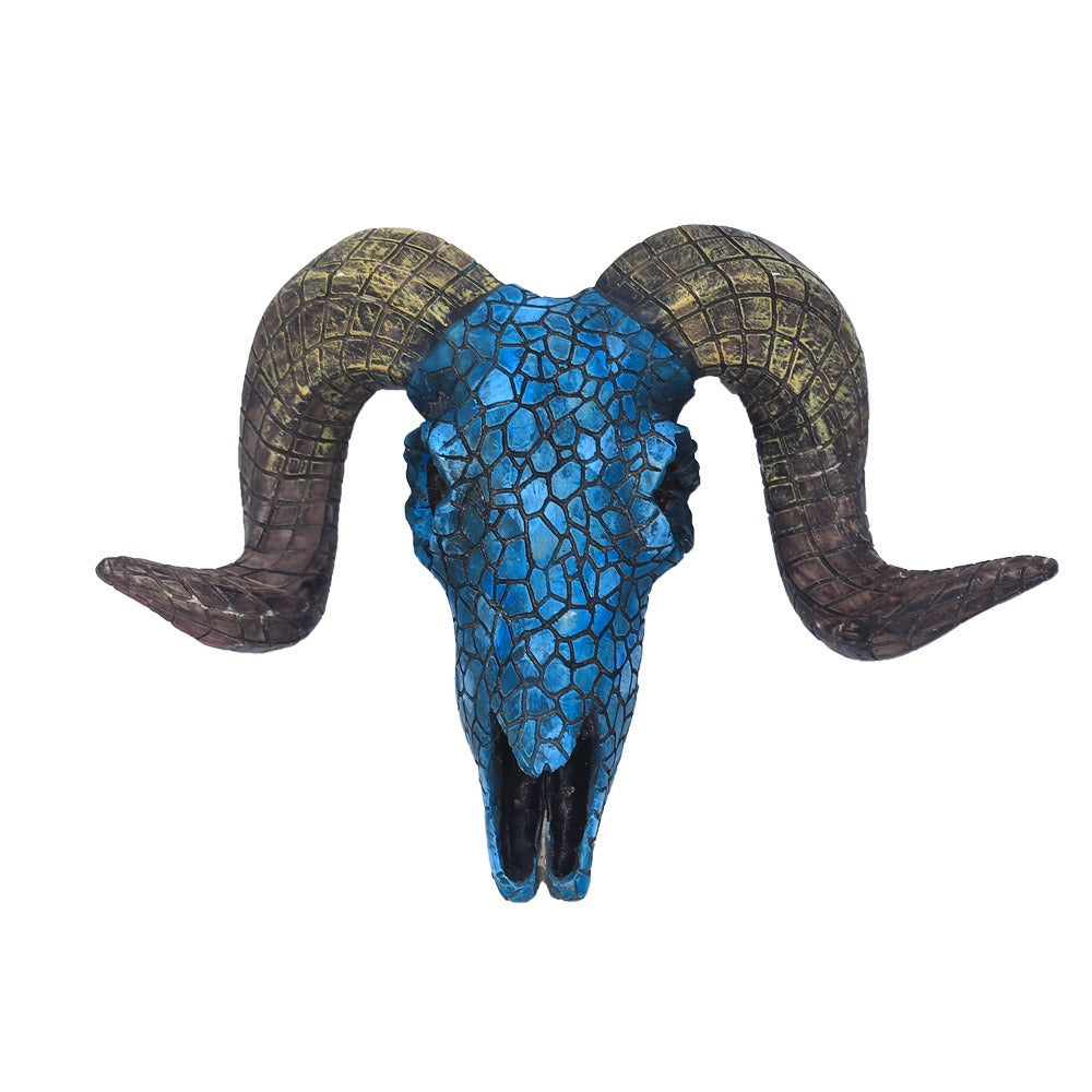 retro three-dimensional turquoise blue sheep head wall hanging ornament