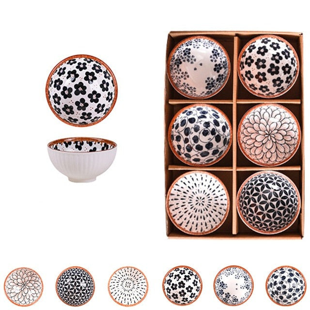 gift box japanese ceramic cereal rice bowls set of 6