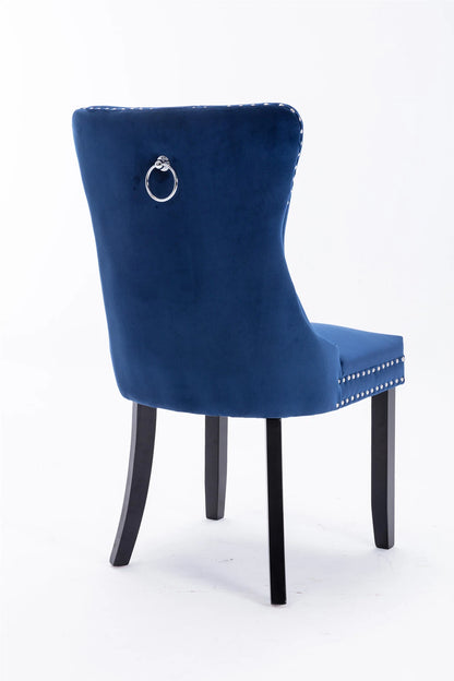 Nikki Collection Modern High-end Tufted Dining Chairs 2-Pcs Set, Blue