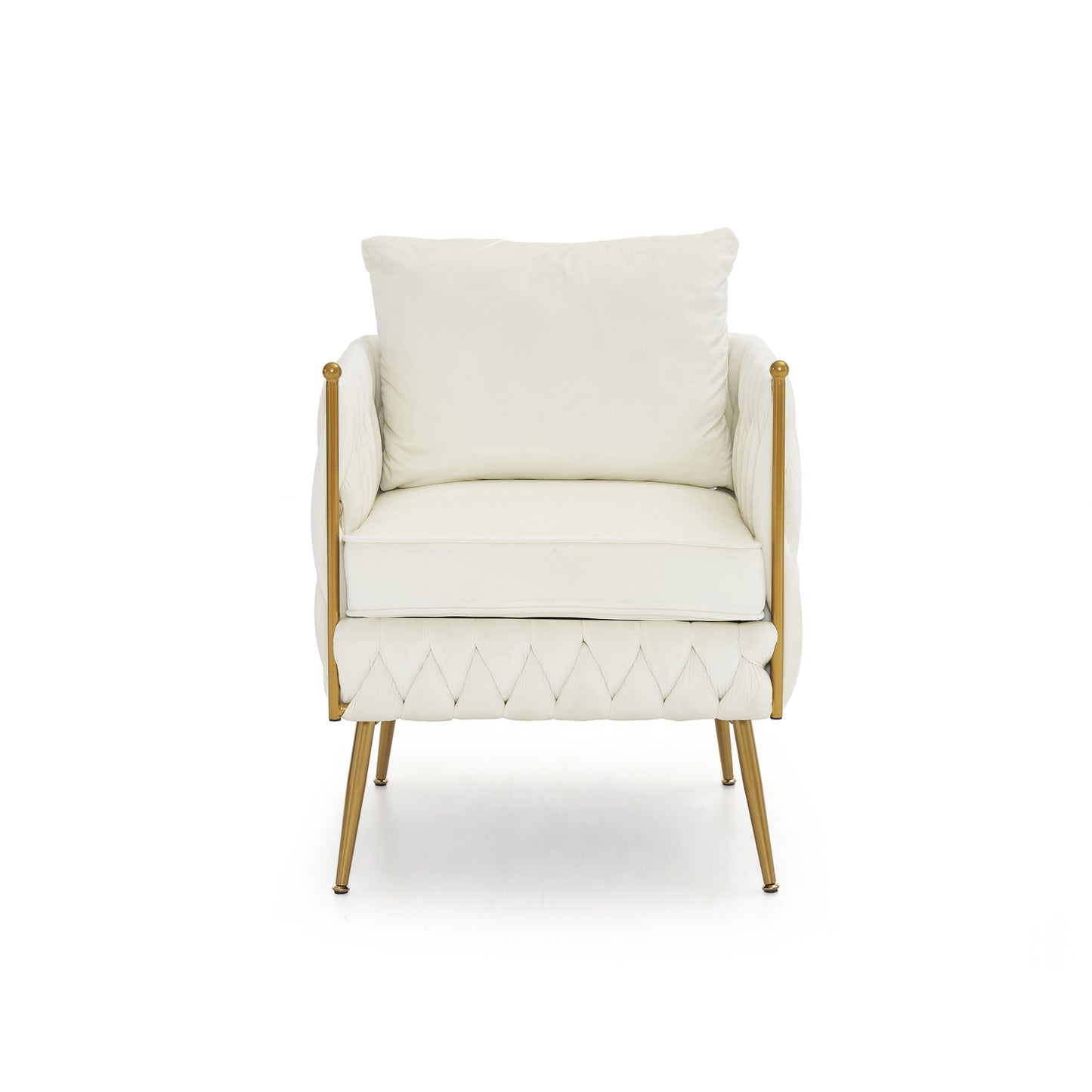 2 pieces modern upholstered couch set, cream white velvet