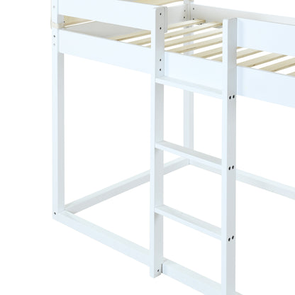 Twin Over Twin Bunk Bed Wood Bed with Tent