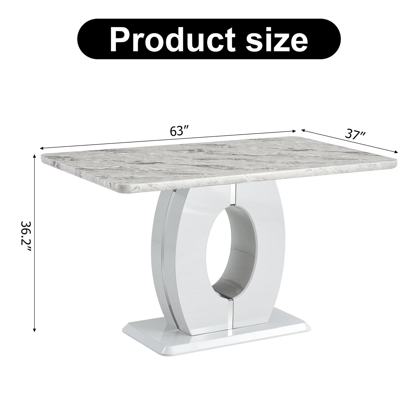 luxurious marble grain dining table, grey