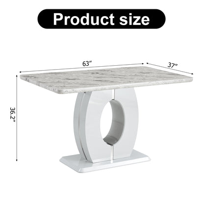 Luxurious Marble Grain Dining Table, Grey
