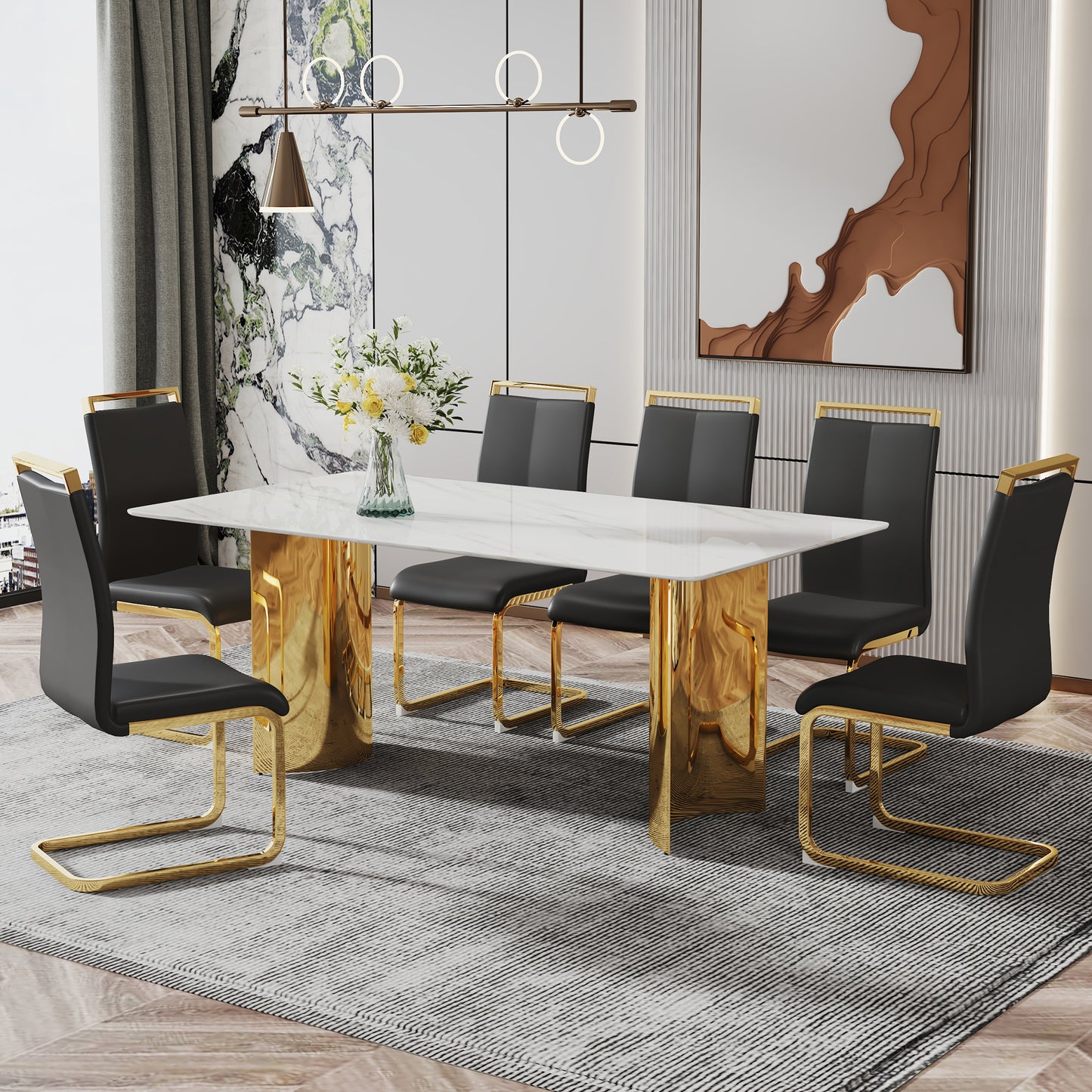 zara marble dining table, gold