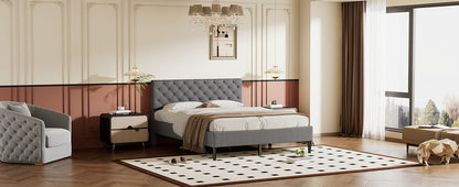 Sammie Upholstered Linen Platform Bed
