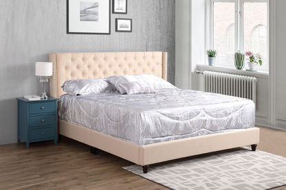 Julie Queen Upholstered Bed , BEIGE
