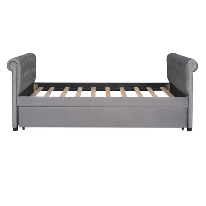 Sara Upholstered Bed with Trundle, Gray