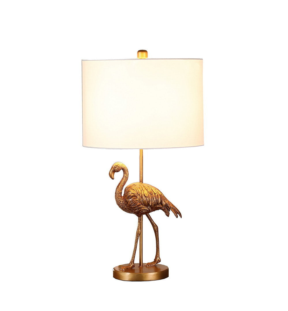 26" matte gold flamingo resin table lamp