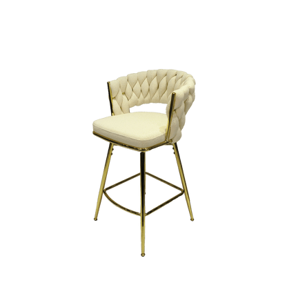 Bar Chair Toweling Woven Bar Stool Set of 4, White