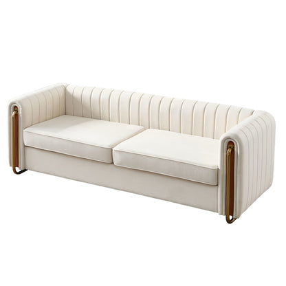 Zara Velvet Sofa Couch, Beige