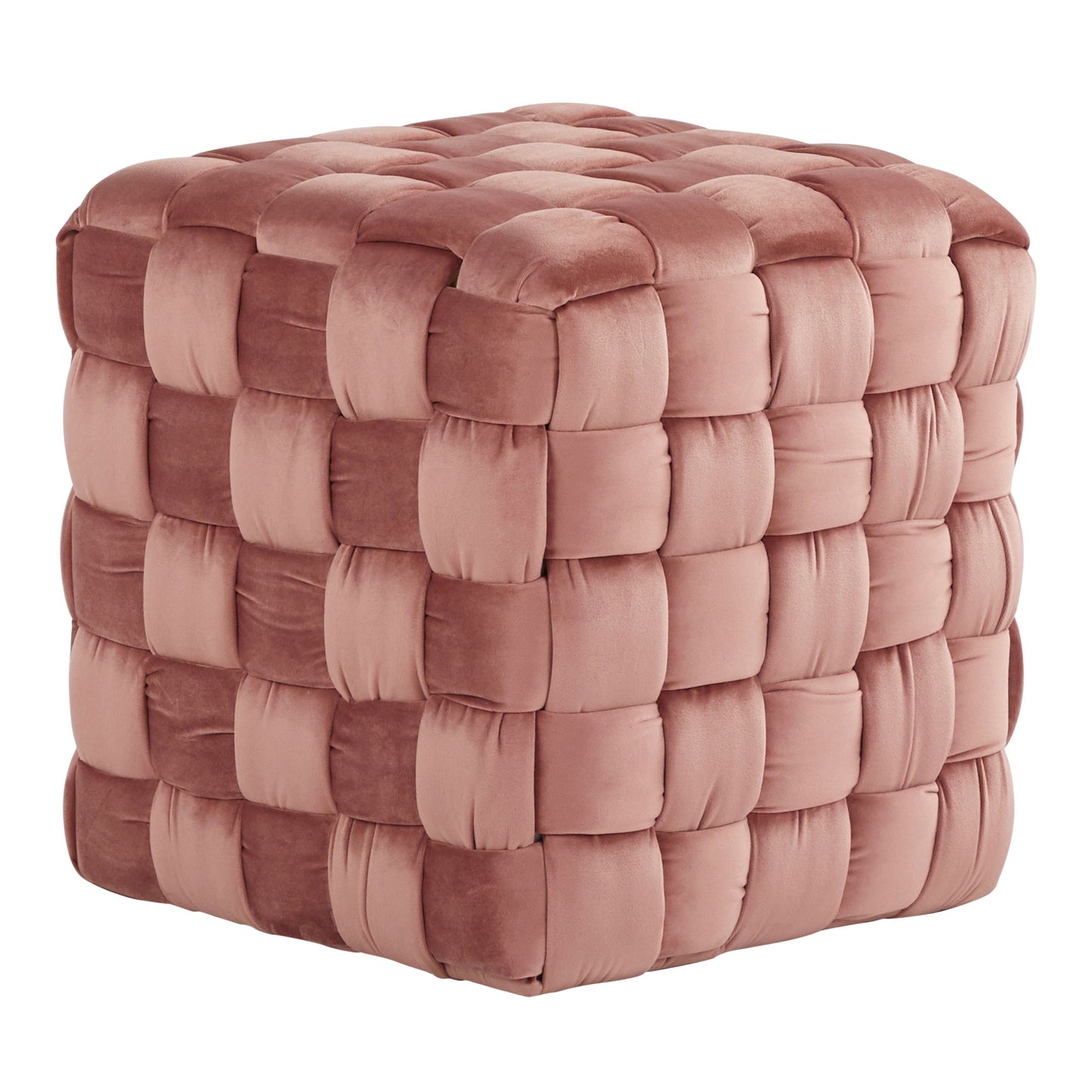 square braided 16" ottoman in blush pink velvet by lumisource