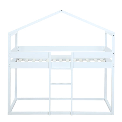 Twin Over Twin Bunk Bed Wood Bed with Tent