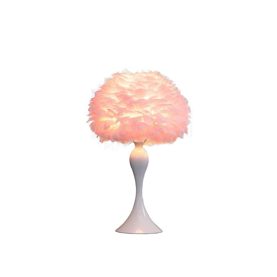soft pink feather aquina crisp white contour glam table lamp
