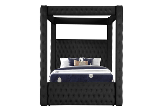 Monica luxurious Four-Poster Full Bed Made with Wood in Black