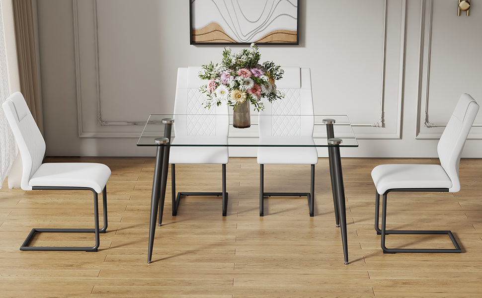 holli dining table set, white