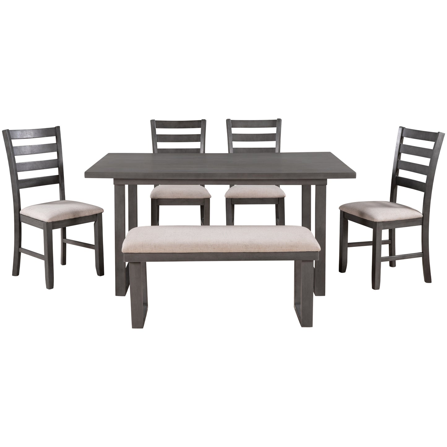 6-pieces solid wood dining table set