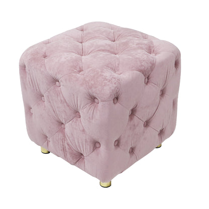 Pink Modern Velvet Upholstered Ottoman