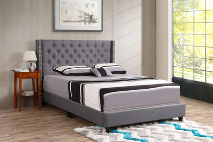 Julie Upholstered Bed , Grey