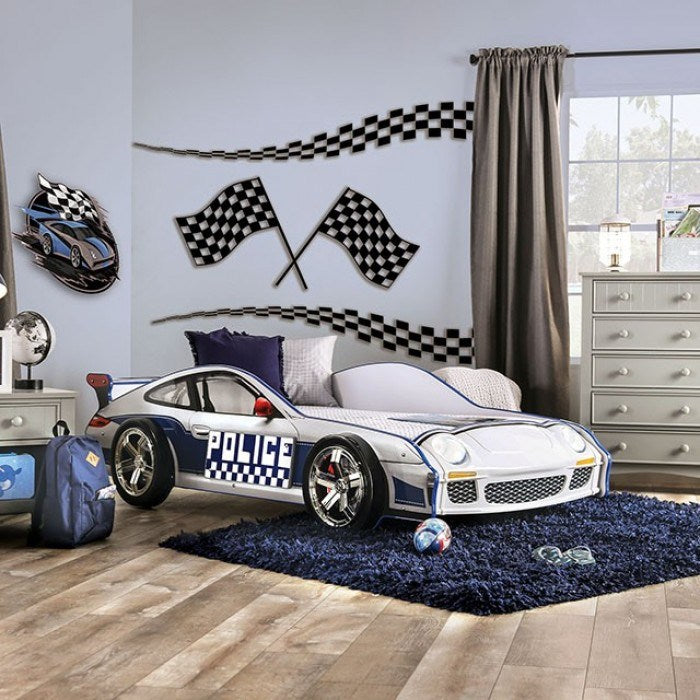 police car twin bed, blue