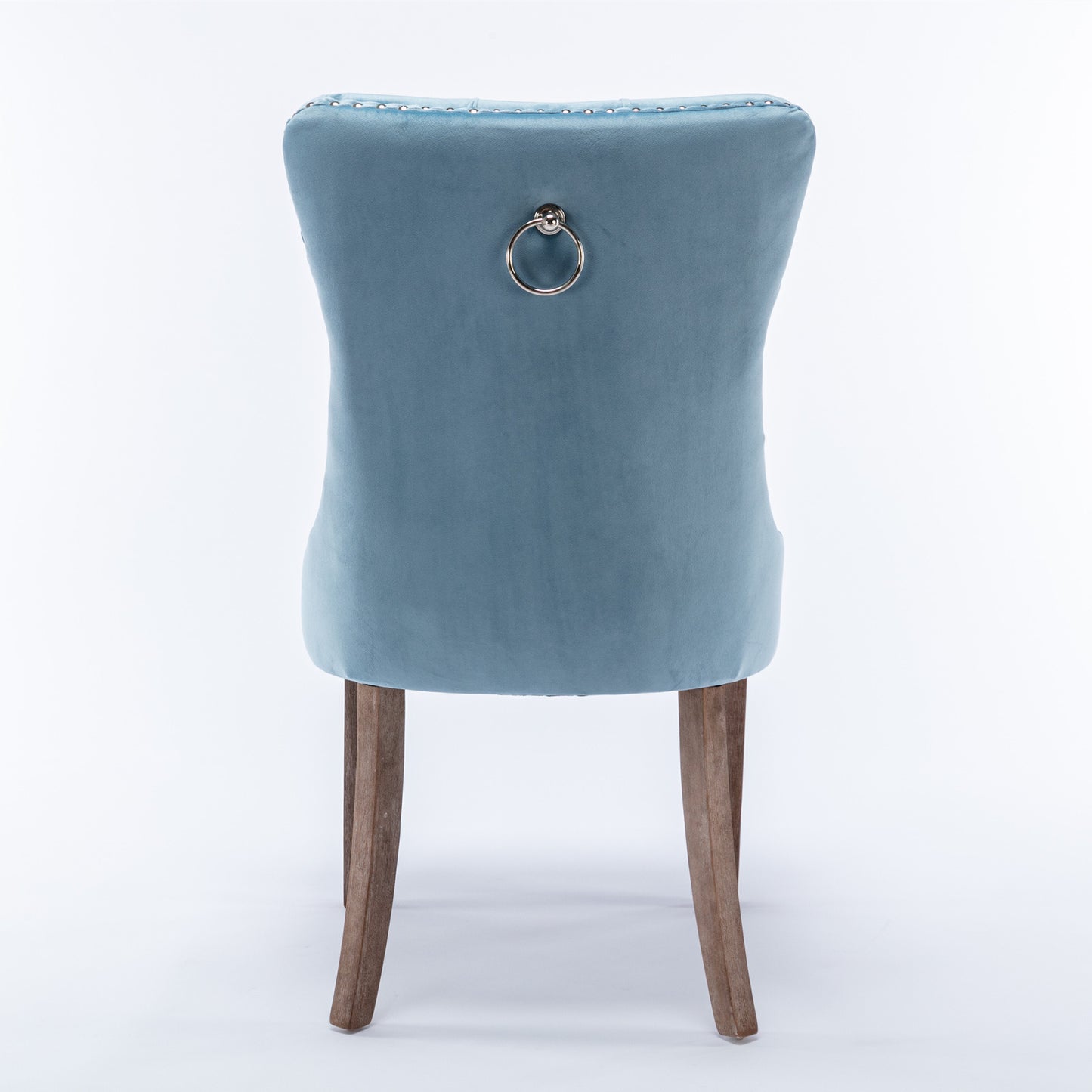 nikki collection modern high-end tufted dining chairs 2-pcs set, light blue
