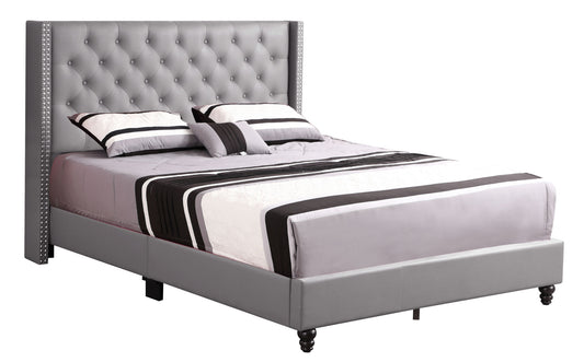 Julie Upholstered Bed, Light Grey