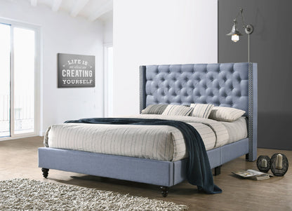 Julie Queen Upholstered Bed , BLUE