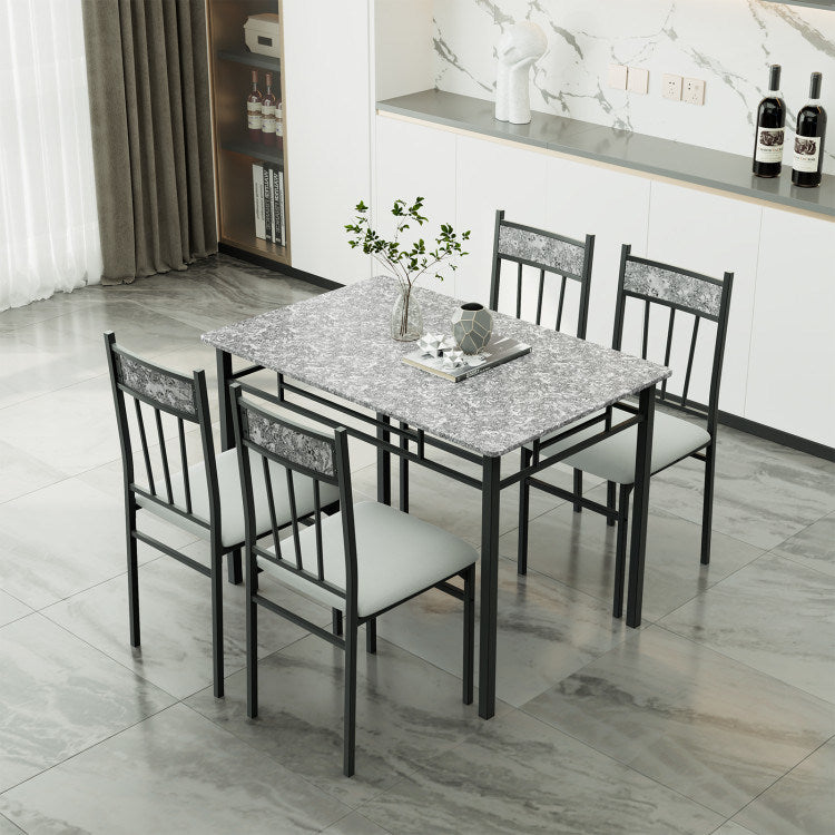 5 pieces faux marble dining set table