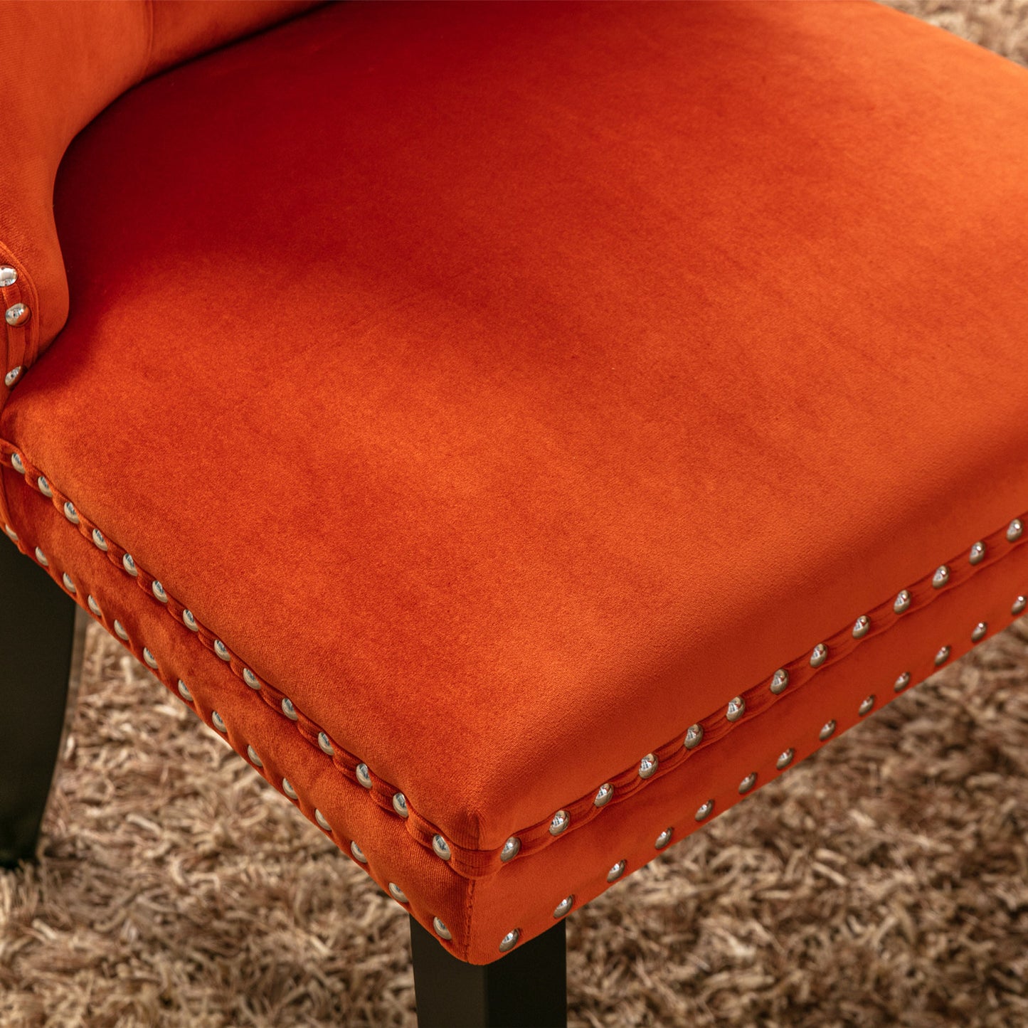 high-end tufted upholstered dining chairs, 2-pcs set orange