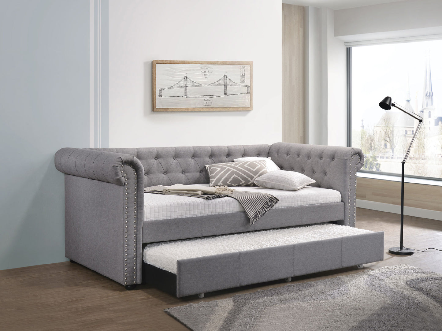 acme justice daybed & trundle, smoke gray