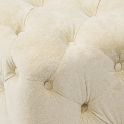 Beige Modern Velvet Upholstered Ottoman