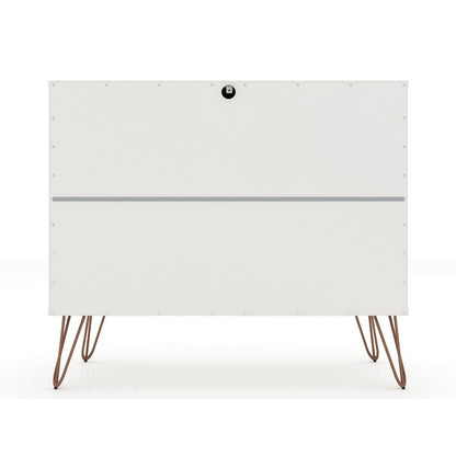 Manhattan Comfort Rockefeller Mid-Century- Modern Dresser with 3-Drawers in White