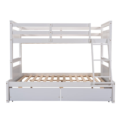 Twin over Full Bunk Bed with Storage - White