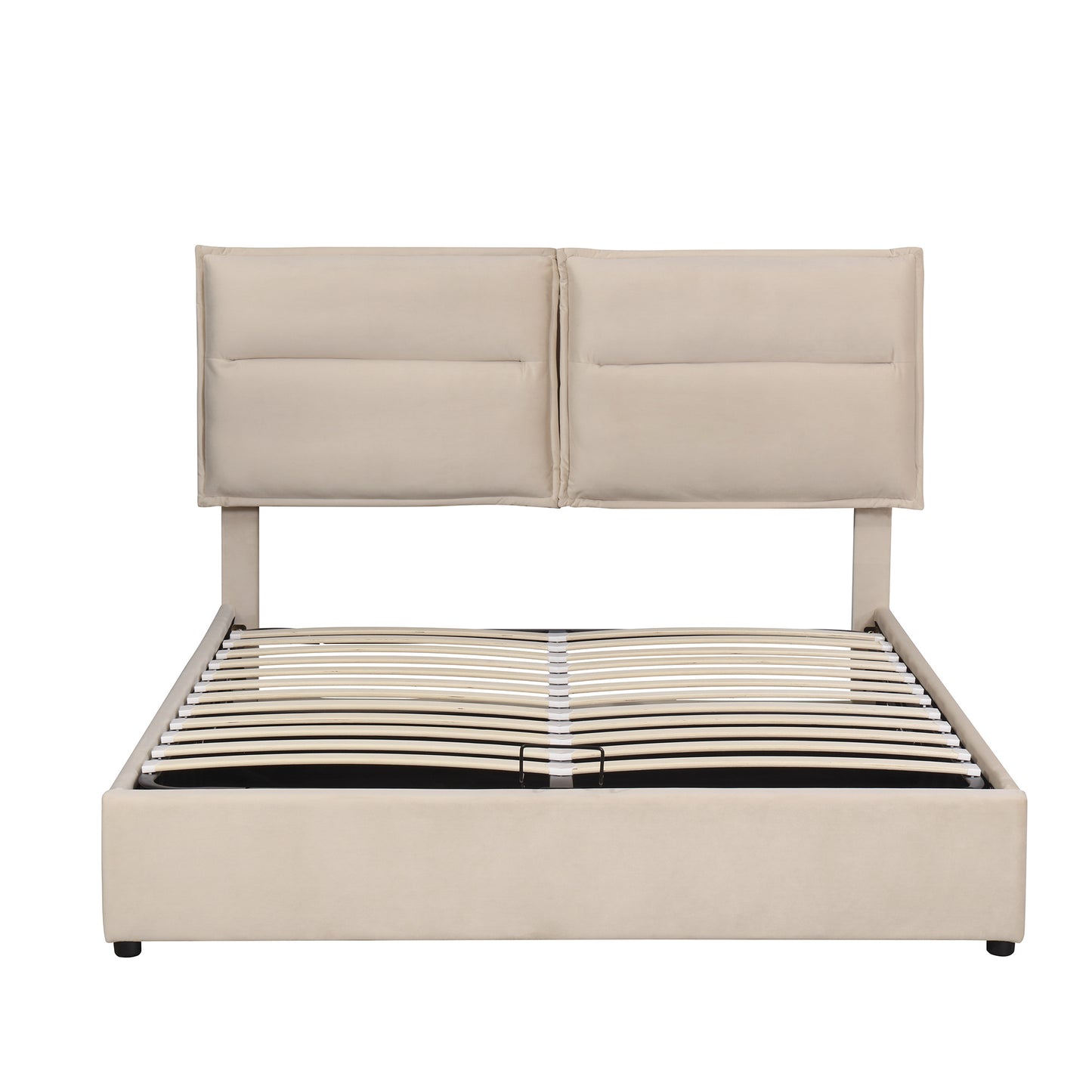 upholstered platform bed with a hydraulic storage system