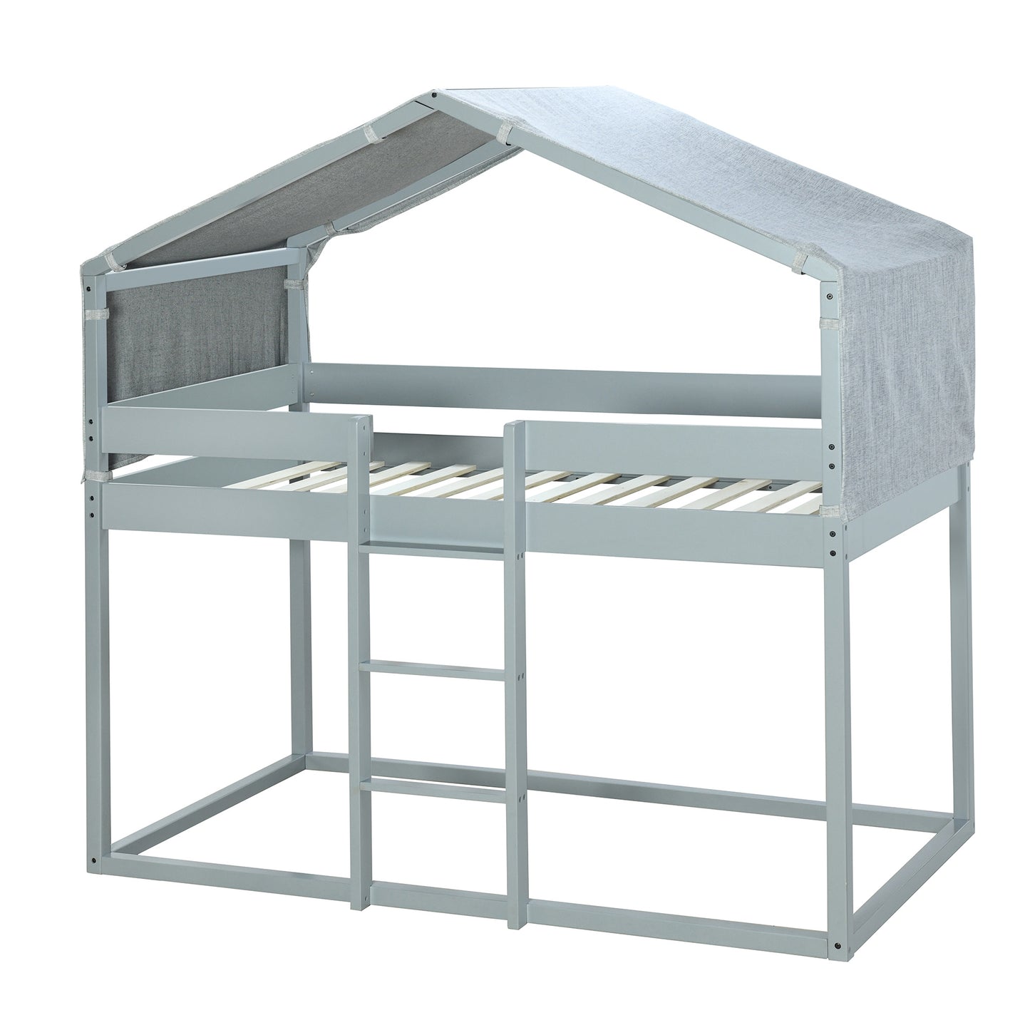 twin over twin bunk bed wood bed with tent