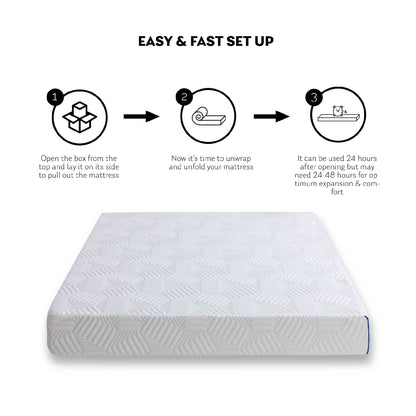 Cal King 10 Inch Gel Memory Foam Mattress, White, Bed in a Box, Green Tea and Cooling Gel Infused, CertiPUR-US Certified