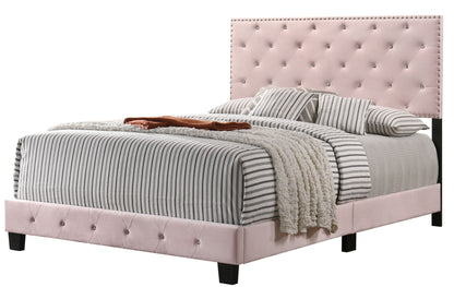 Velvet Suffolk Upholstered Bed, PINK