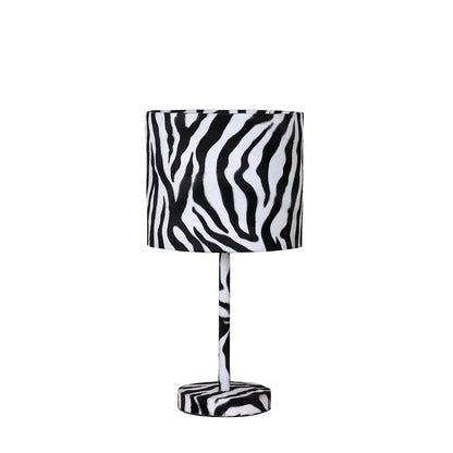 19.25" Faux Suede Zebra Metal Table Lamp