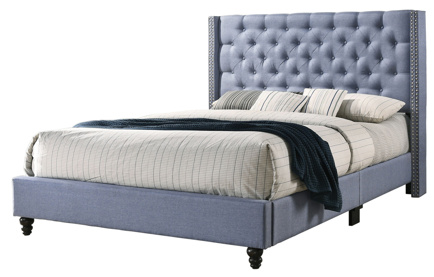 julie queen upholstered bed , blue